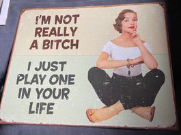 Witziges Blechschild im Retro Look - "I'm not a Bitch"