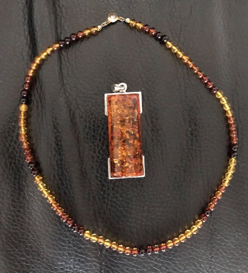 Sonstiger Schmuck: Set Halskette und Anhänger aus Bernstein – Gebraucht aus Endingen von Warlock