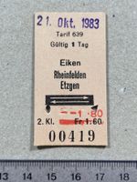 Eiken - Rheinfelden / Etzgen, SBB Billett, 21.10.1983