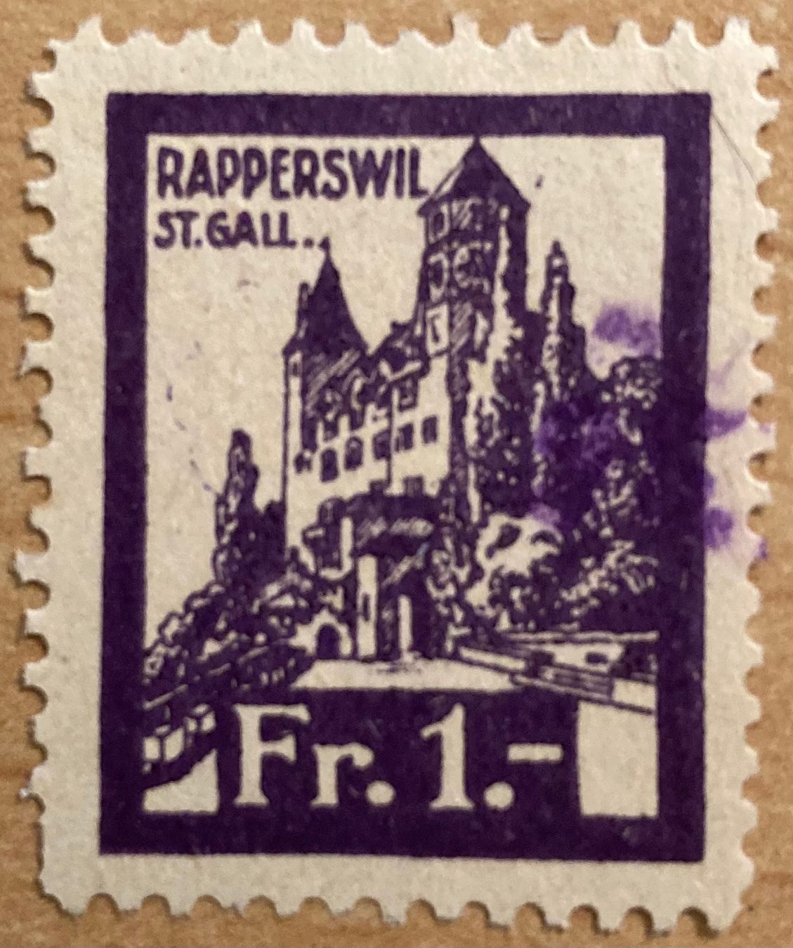 Alle Briefmarken: Fiskalmarke Rapperswil St. Gallen – Gebraucht aus Hunzenschwil von zibu88