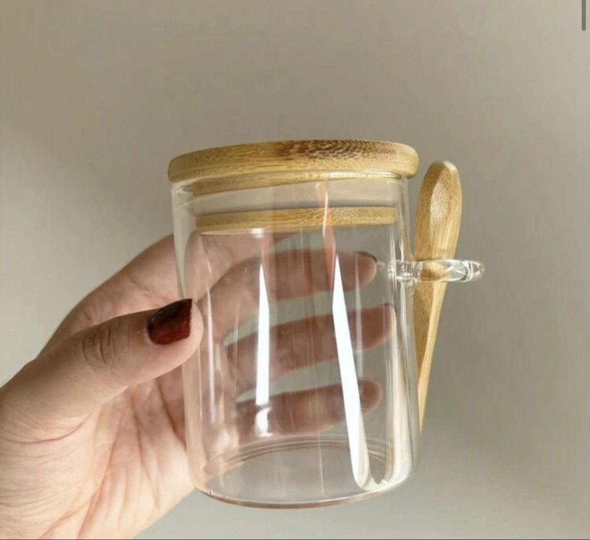 Bicchieri: 4er Set Glasbehälter/Vorratsgläser mit Holzdeckel+Löffel – Nuovo e nell'imballaggio originale da Emmenbrücke venduto da engueteDeal 1