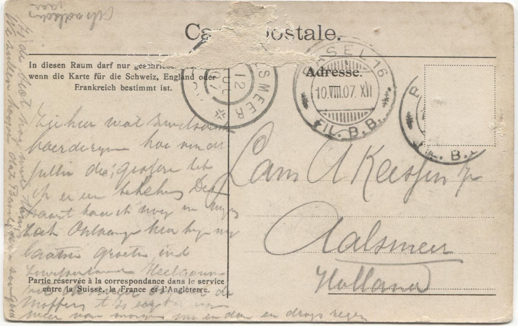Cartoline postali: LANDWIRTSCHAFT/STROHDACHHAUS 1907 Bern? – Usato da Wil SG venduto da Clanx 1