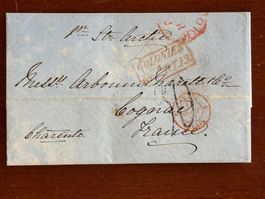 Vorphilatelie Brief mit Dampfschiff ARCTIC 1851 NY n. Cognac