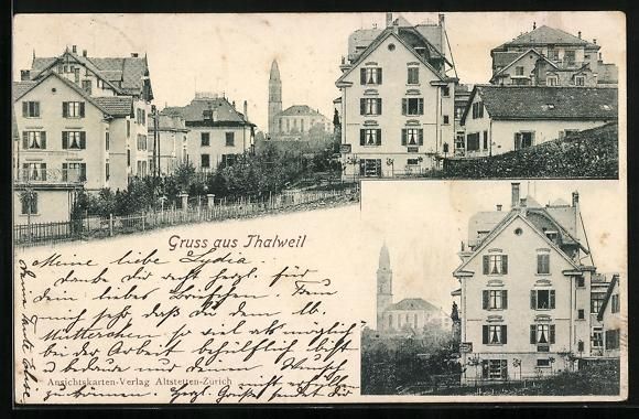 Cartoline postali: AK Thalwil, Ortspartie, 1907 – Usato da Berlin venduto da bartko-reher