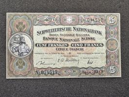 5 Franken Banknote Schweiz Tell 1949 - 517