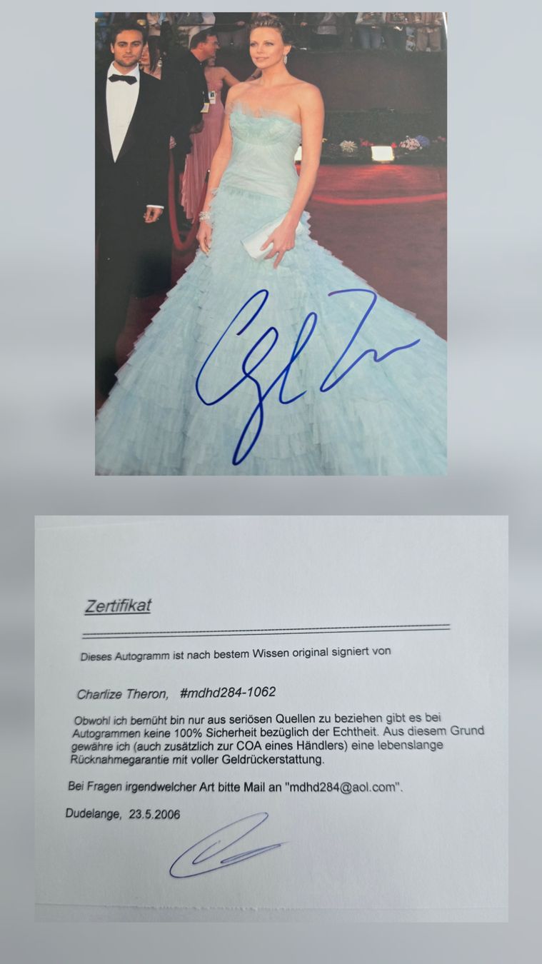 Autografi: Autogramm Charlize Theron mit Zertifikat – Usato da Buchrain venduto da Bachmann79