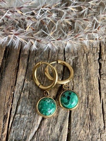 Orecchini pendenti & Orecchini a lobo: 14k vergoldete MALACHIT Creolen – Nuovo e nell'imballaggio originale da Rombach venduto da Ivreajewels 3
