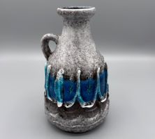 Vintage Keramik Vase Strehla Blau Fat Lava WGP Stil DDR