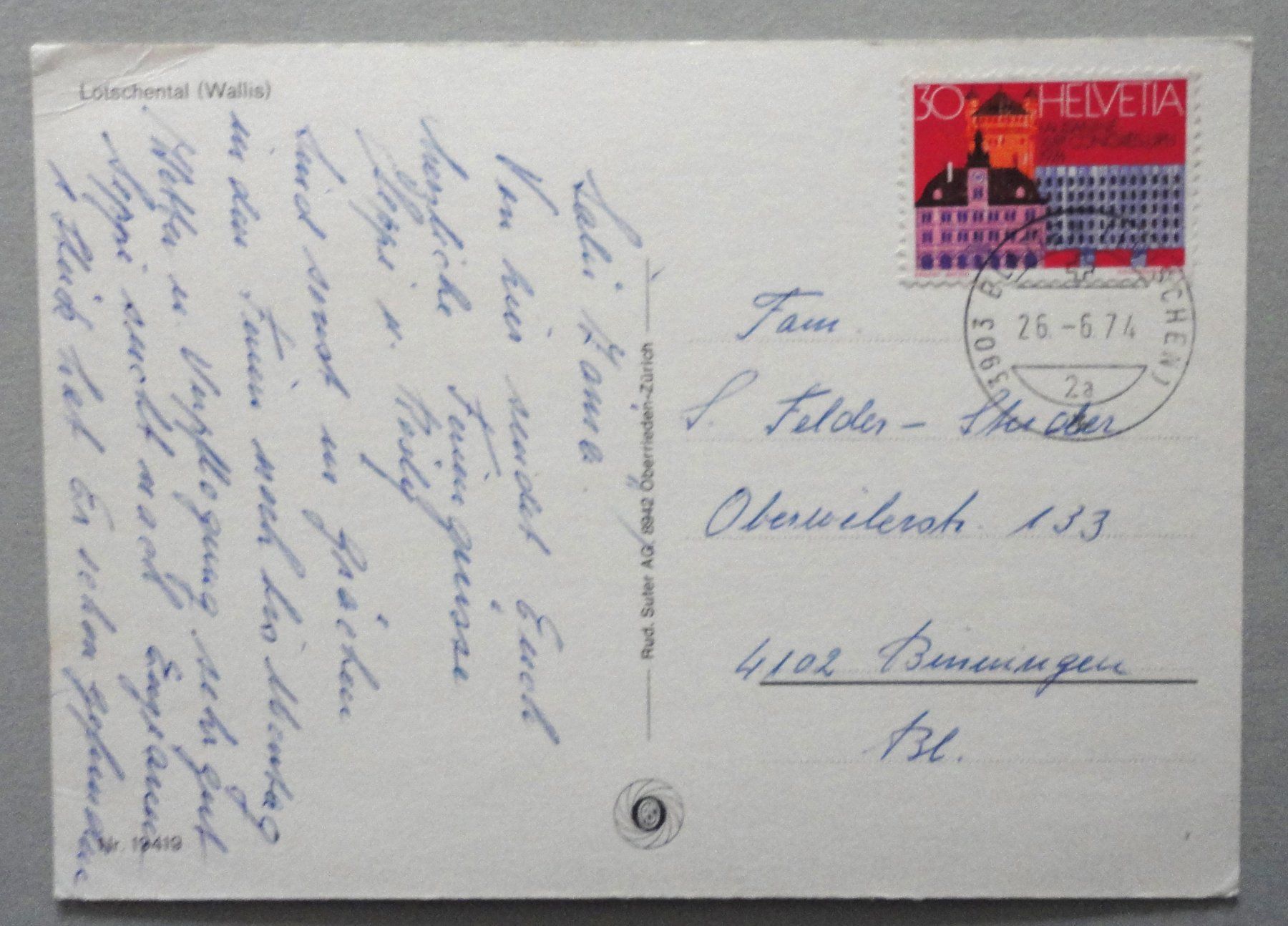 Cartoline postali: Lötschental (Wallis) – Difettoso da Fétigny venduto da Billy2miny 1