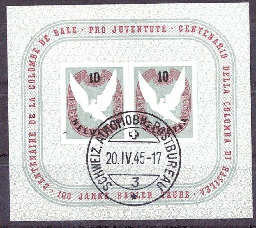 Alle Briefmarken: # 20 --- TAUBEBLOCK – Gebraucht aus Dübendorf von Piero2