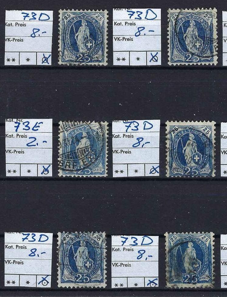 Tutti i francobolli: Stehende Helvetia 73D gest. SBK 96.- – Usato da Hitzkirch venduto da walti1959 1