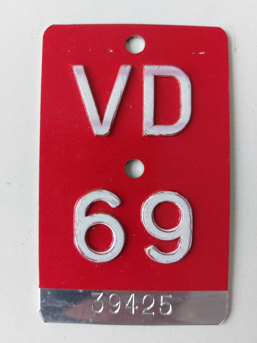 Sachs Insegne: Velonummer VD 69 plaque Velo – Usato da Schenkon venduto da Uhu007