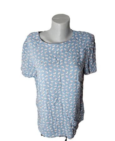 Esprit - härziges T-Shirt Gr. 38 hellblau mit Muster neuw.