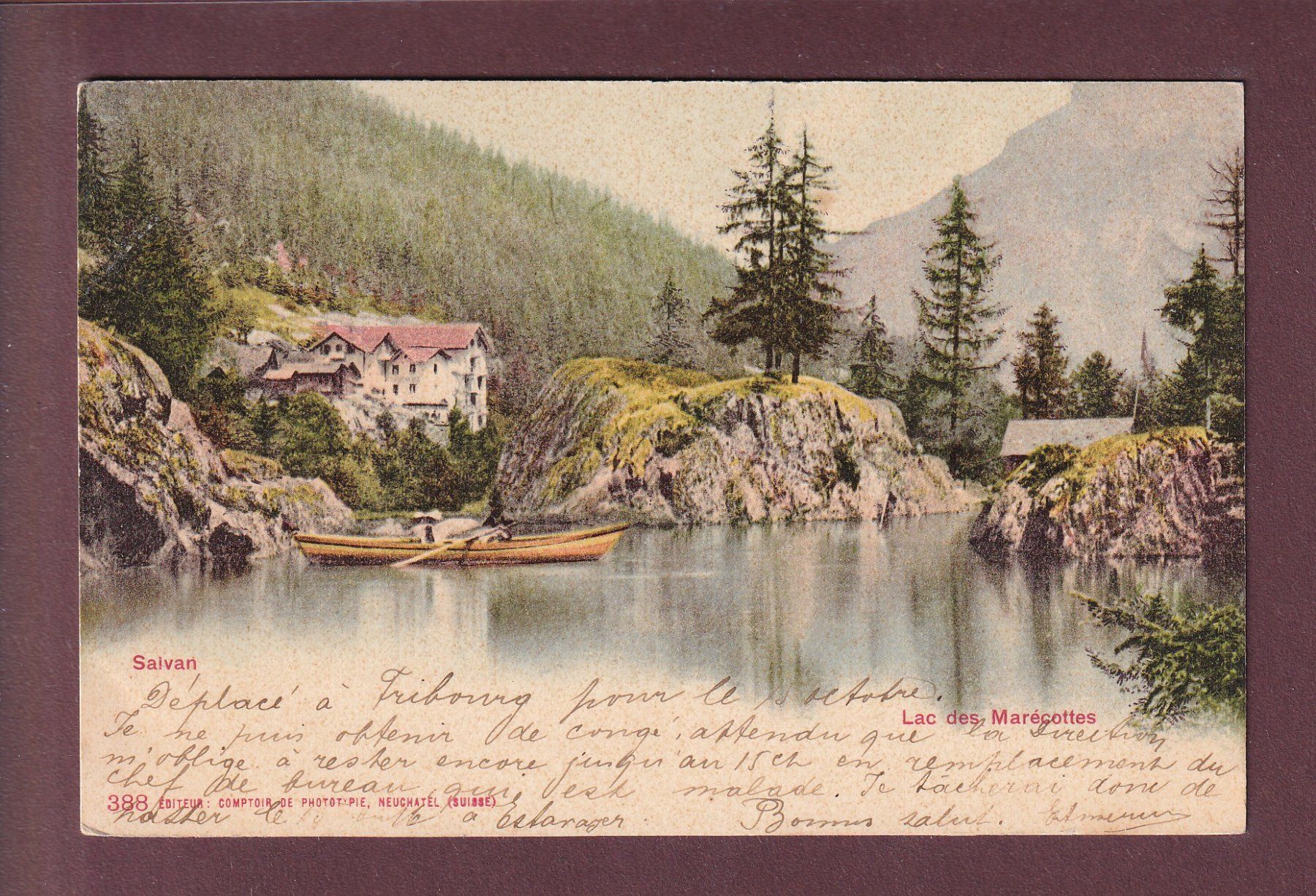 Cartoline postali: SALVAN - Lac des Marécottes - 1902 CPN – Usato da Pully venduto da nicecards