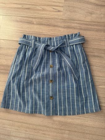 Mädchen Leinen Jupe blau/weiss gestreift Gr. 170