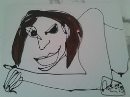 AKT Frau Zeichnung auf Leinwand edel Unikat Original 40x50cm