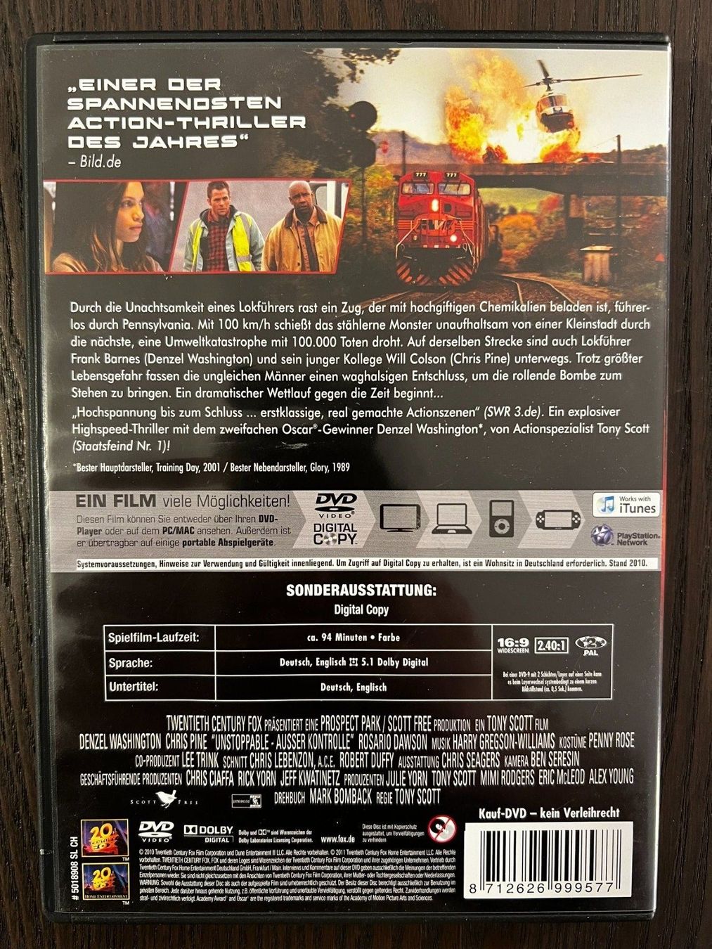 Tutti i DVDs: Unstoppable - Ausser Kontrolle – Usato da Zürich venduto da FilmFreunde 1