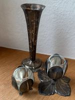 2 x Weinglas mit Glaseinsatz & Vase versilbert von Quist