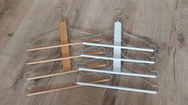 5 Natur und 2 weisse Holz Kleiderbügel