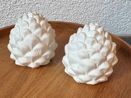 Storefactory 2er Set Deko Keramikzapfen in weiss matt NEU