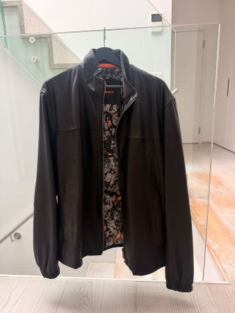 Hochwertige BOSS Jasis Lederjacke (Modell 50476955) Schwarz