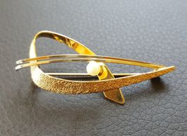 Gold Broche Mit Perle