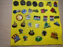 Lot de 32 pins divers motifs, occasion, bon état