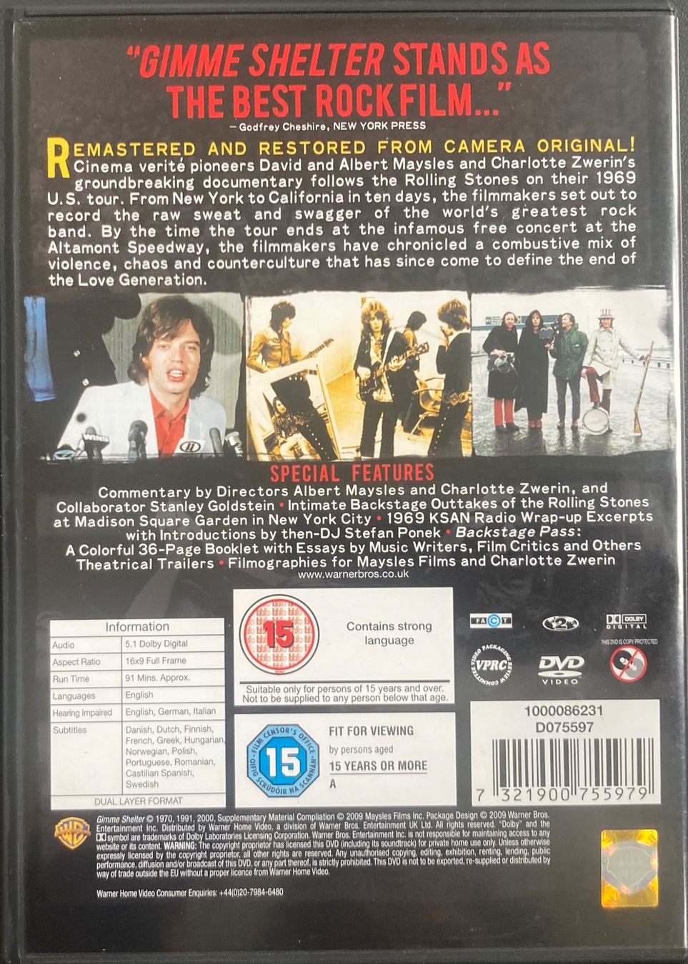 Tutti i DVDs: THE ROLLING STONES - GIMME SHELTER – Usato da Poliez-Pittet venduto da Newtown-Records 1