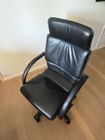 Buerodrehstuhl, Leder schwarz Verstellbar-u. Kippfunktion