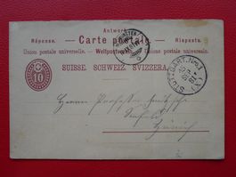 1881: Antwortkarte ab STUTTGART DE nach: NEUMÜNSTER ZH