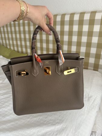 Hermès Birkin 30 Bag, Étoupe Taurillon Clemence Leather
