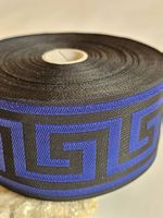 8.9 m Schwarzes Band mit blauem Muster B:5cm