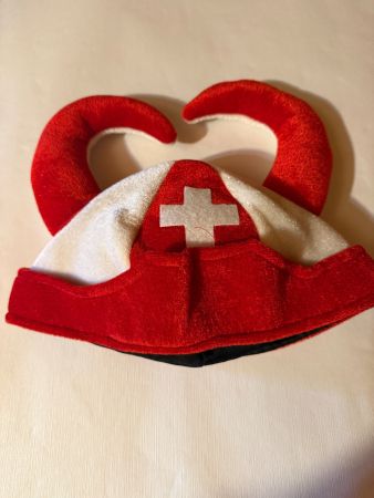 Schwiizer Wikinger Mütze/Hut Schweizerkreuz - 2 Hörnern