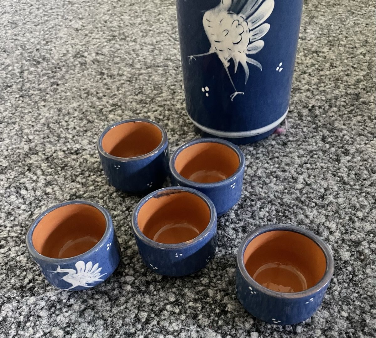 Altro: Flasche mit4 Schnapsgläsern blau mit Kranichmotiv – Nuovo (secondo la descrizione) da Au ZH venduto da Jaggy4 3
