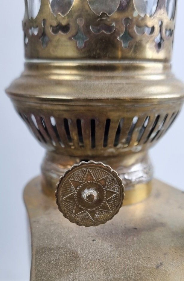 Lampade: Petroleumlampe Laterne Messing höhenverstellbar – Usato da Flums venduto da Flumsantik 3