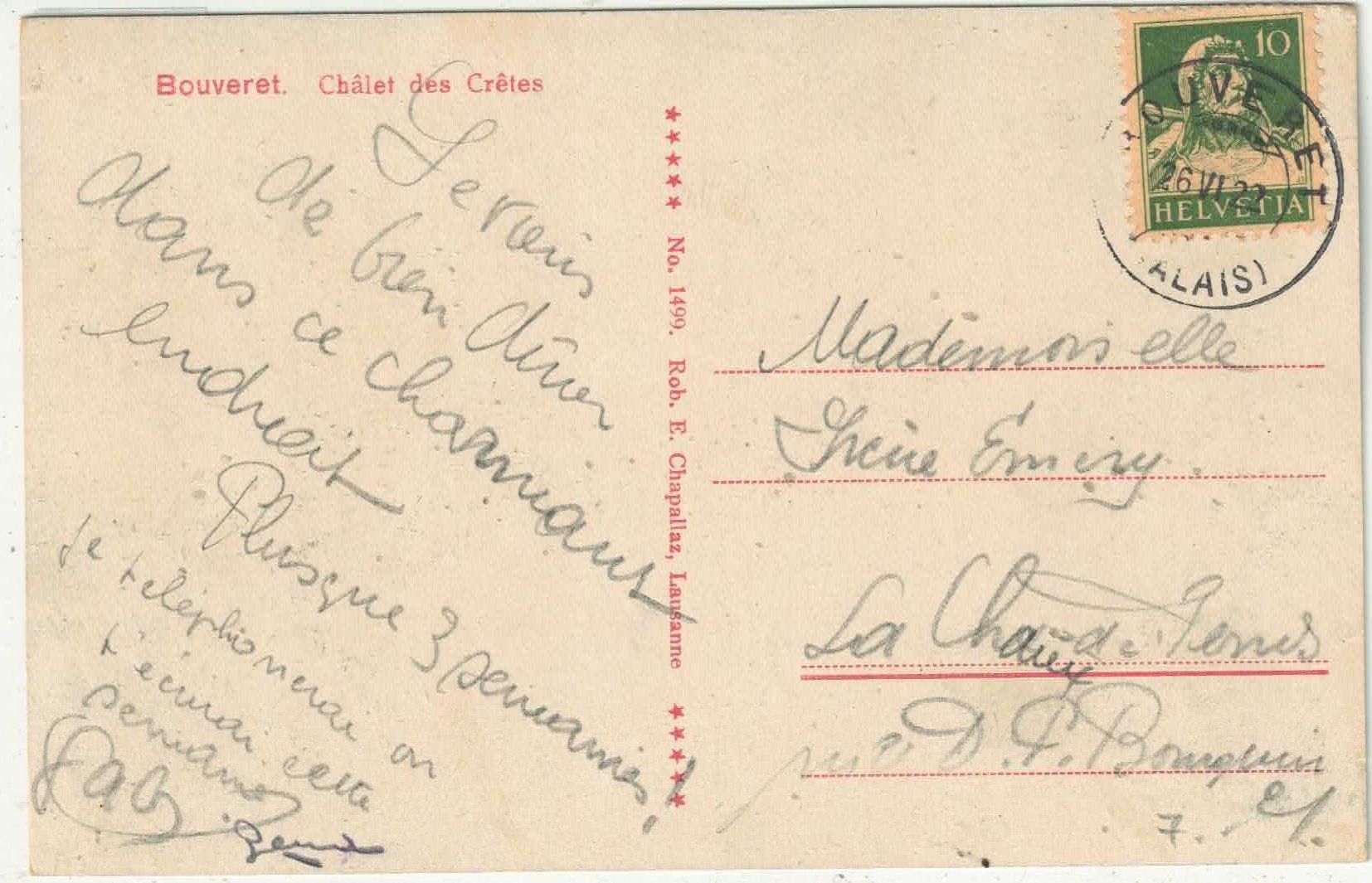 Cartoline postali: Bouveret - Chalet des Cretes – Usato da Ettingen venduto da Kartenplanet 1