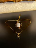 Vintage Schmuck Set Gold Onyx Anhänger Brosche