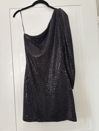 Damen One-Shoulder Paillettenkleid Zara
