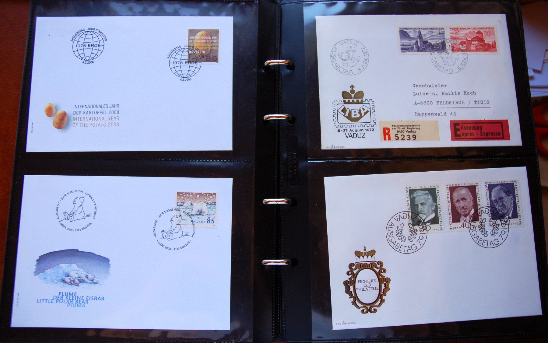 Alle Briefmarken: 84 FDC divers pays dans un album ocre – Gebraucht aus Gland von pas_wxw 3