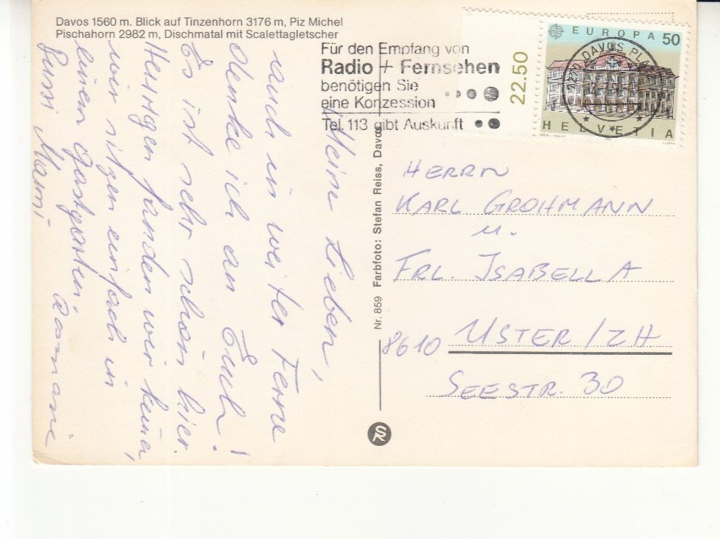 Cartoline postali: Davos 1990 – Usato da Bürglen TG venduto da StampGraf 1