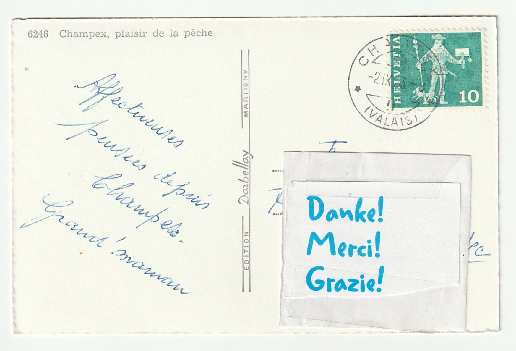 Cartes postales: Postkarte 1963 Champex, "Plaisir de  la Pêche", Valais – D'occasion à St. Gallen par Ricardo_Deals 1