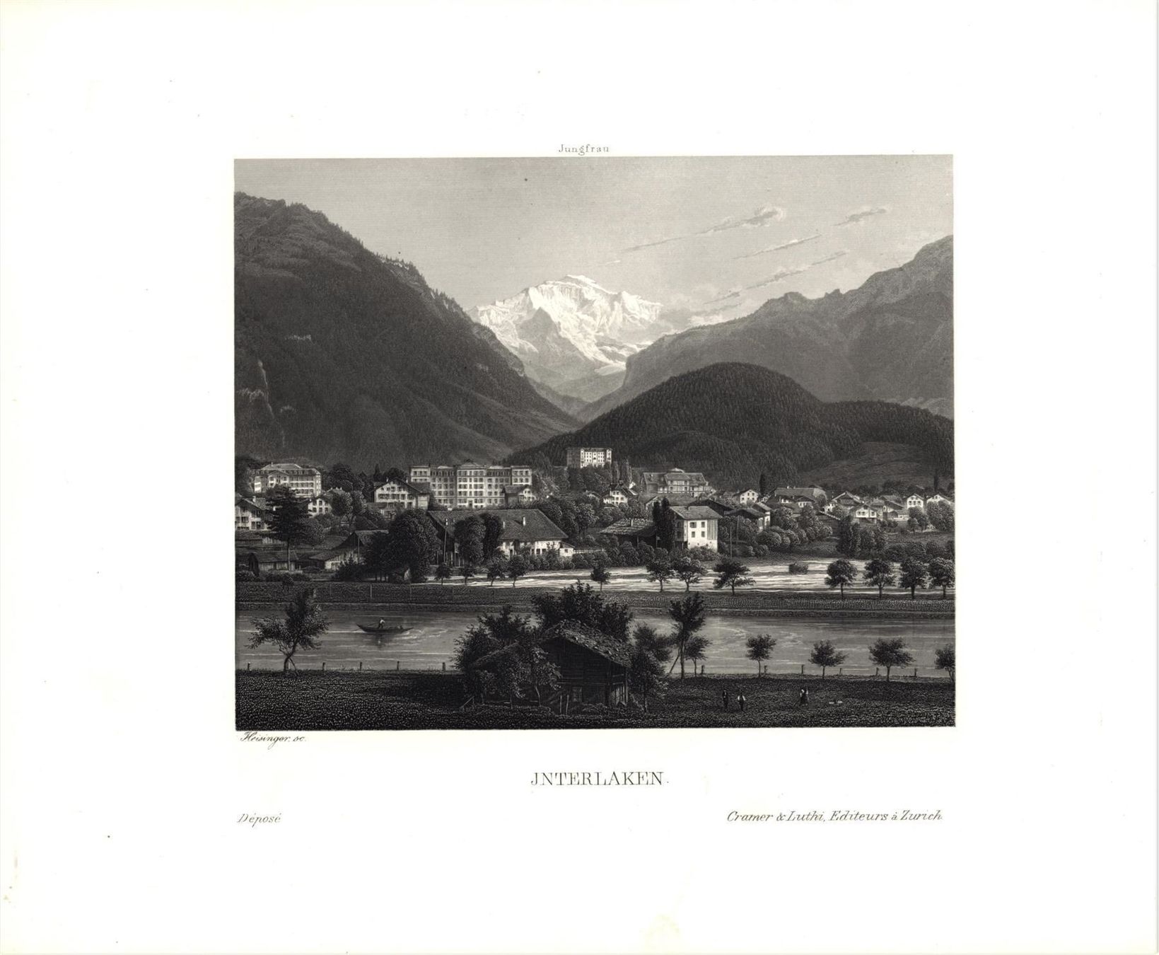 Incisioni: Interlaken  Stahlstich von Heisinger – Usato da Rafz venduto da Helvet32