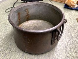 Antike Kupferpfanne mit Griffen  3.4kg schwer