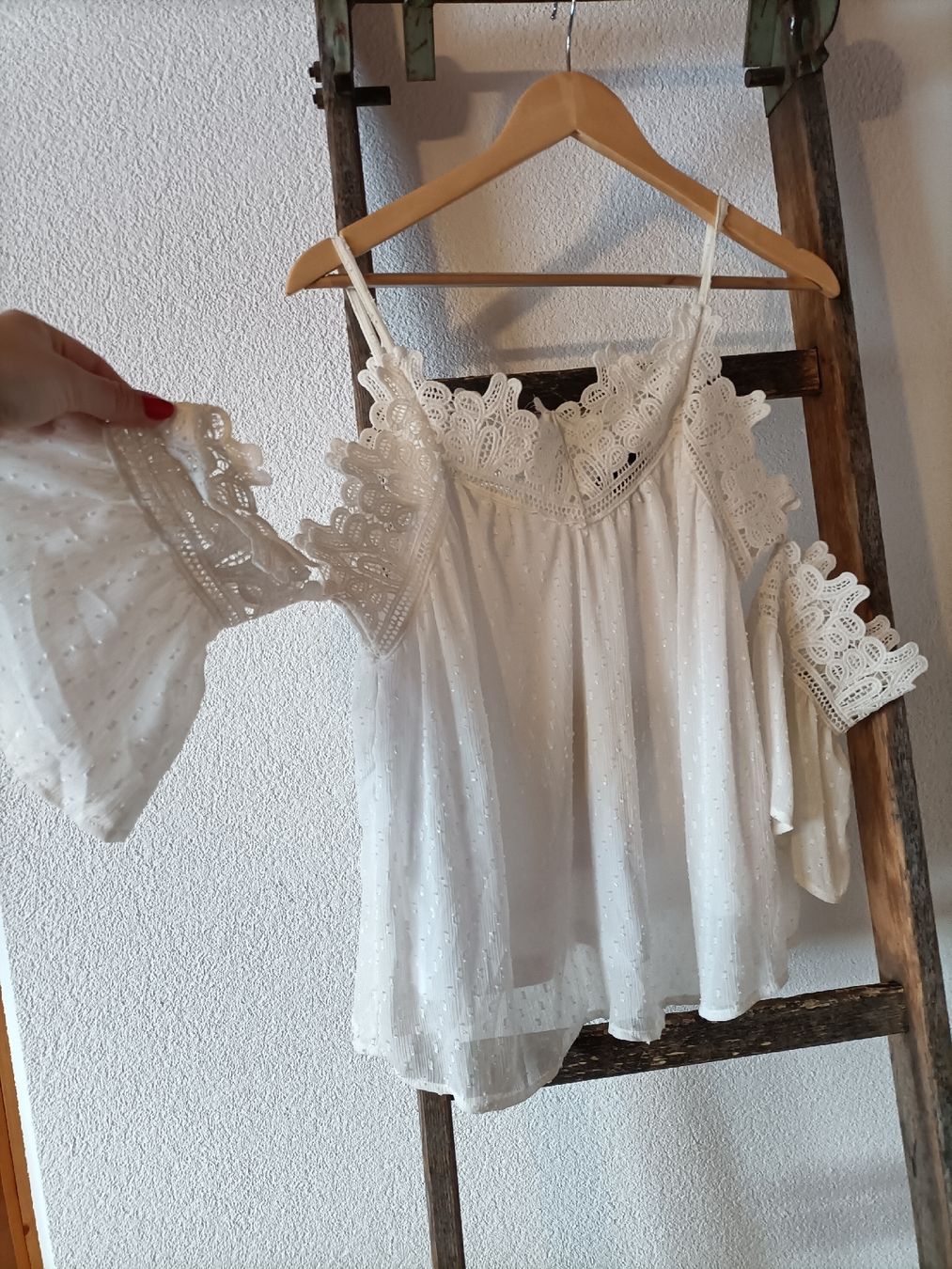 New Look Top: New Look Top, Gr. 36, Weiss mit Spitze – Usato da St. Gallen venduto da jan_ccx7 1