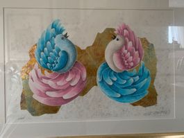 „Vogeltanz“ von G.Monte 1997 Gemälde Airbrush