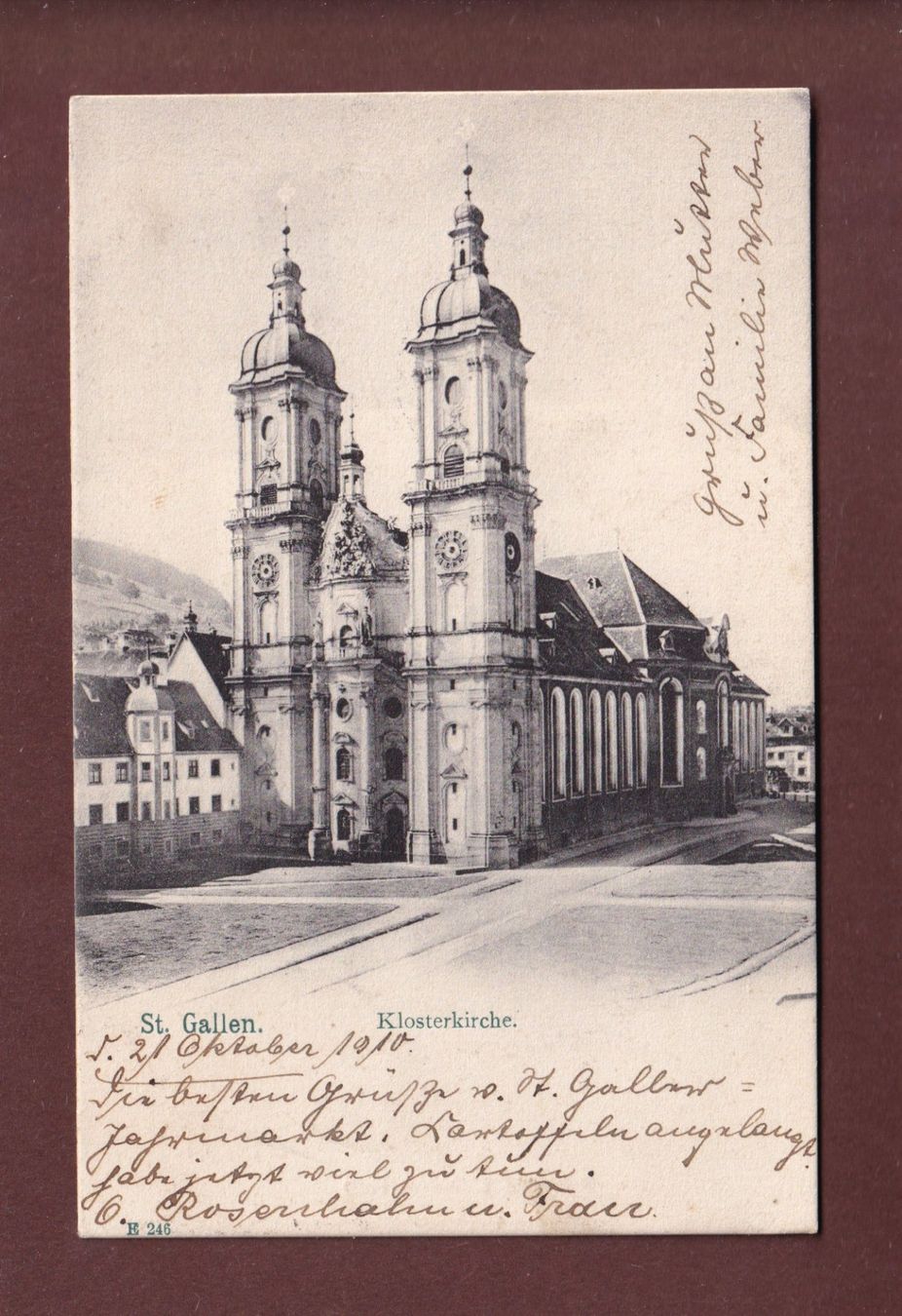 Cartoline postali: ST. GALLEN - Klosterkirche - 1910 – Usato da Pully venduto da nicecards-shop