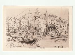 Alte Ansichtskarte Hafen St. Tropez L'Escale mit Schriftzug