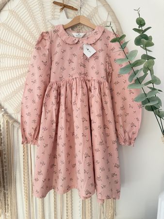 Mädchen Kleid rosa Blumenmuster Gr. 140 neu