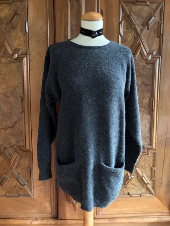 VINTAGE Lammwolle – langer Pullover oder Minikleid, Größe M