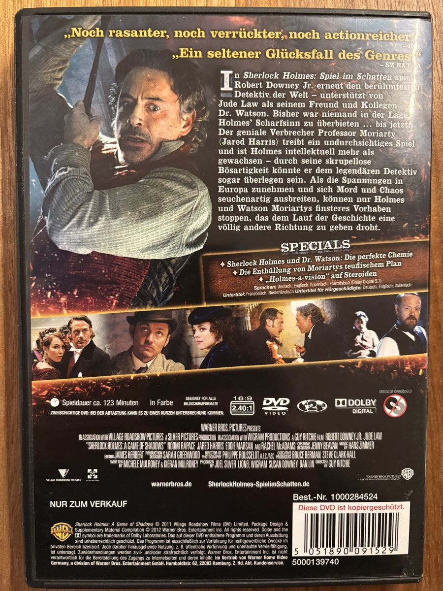 Tutti i DVDs: DVD Sherlock Holmes - Spiel im Schatten – Usato da Belp venduto da brb66 1